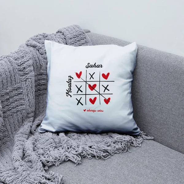 Coussin Saint Valentin Tic Tac Toe Personnalisé